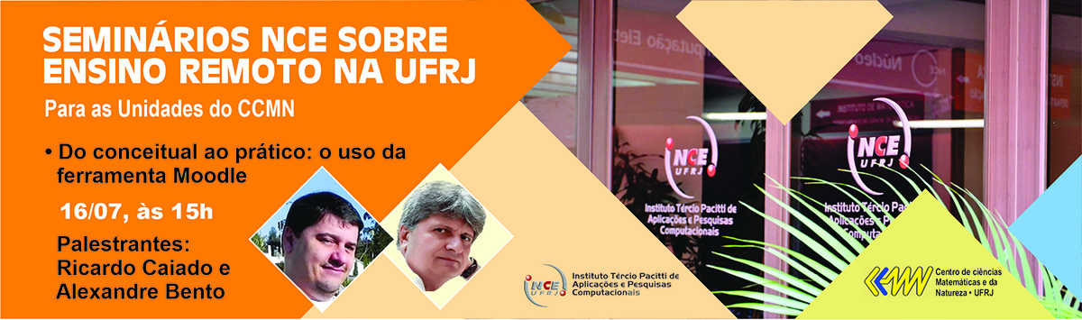 Imagem do funcionário Ricardo Caiado e Alexandre Bento para anunciar um treinamento de moodle no CCMN/ UFRJ