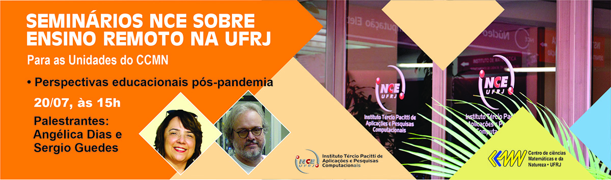 A imagem anuncia uma palestra sobre a discussão do ensino pós pandemia